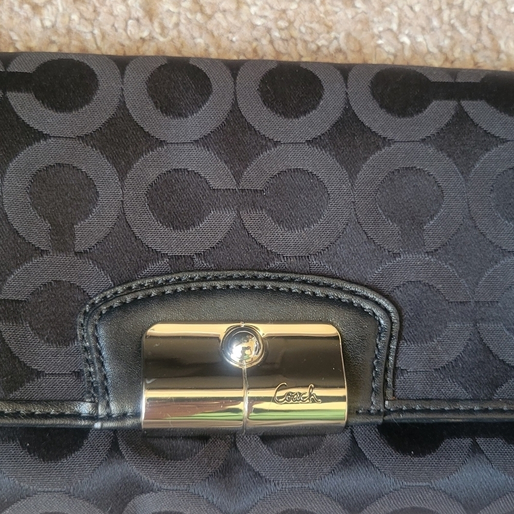 Black Coach Wristlet with Silver Accents - Picture 3 of 15